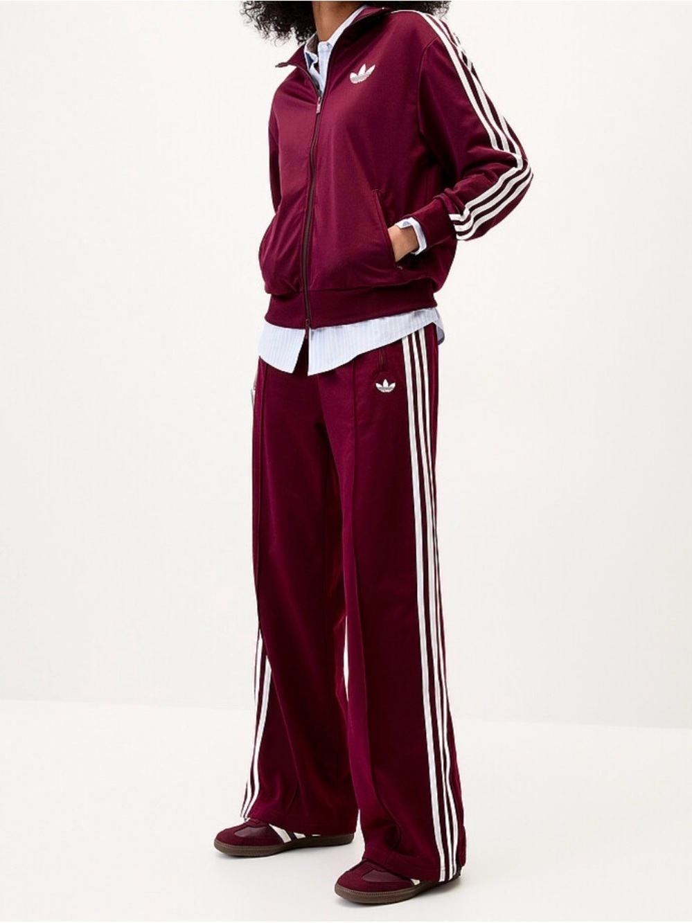 NWOT adidas Originals FB TT Maroon Wide Leg Track Pants